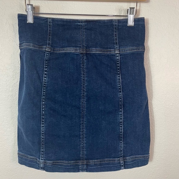 Free People Mondern Femme Corset Lace Up Denim Mini Skirt sz 8 Y2K Western Boho - Picture 4 of 7